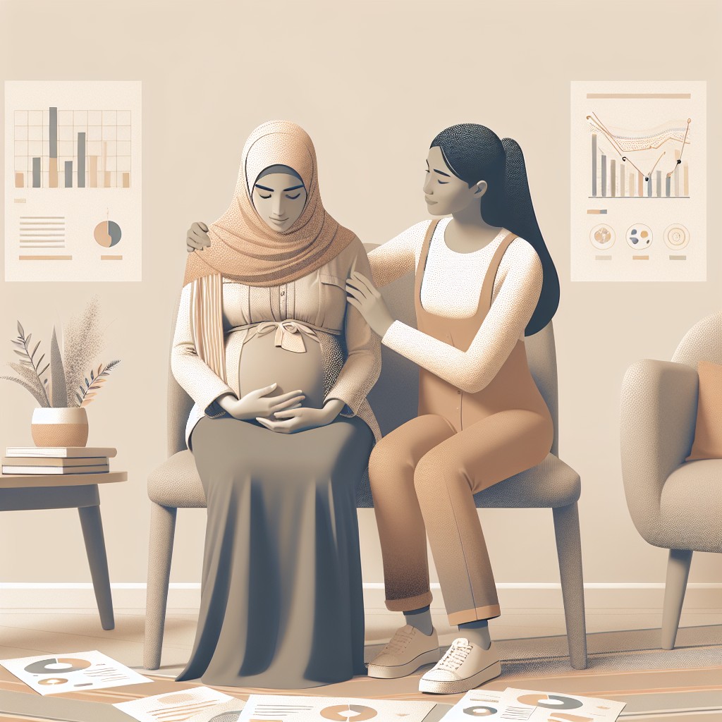 comforting pregnant woman during reports